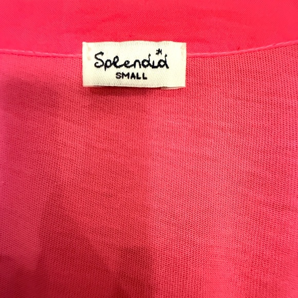 NWOT Splendid Long Sleeve w/ Roll Tab Hot Pink Henley Top Size Small MSRP $98 - Picture 8 of 11